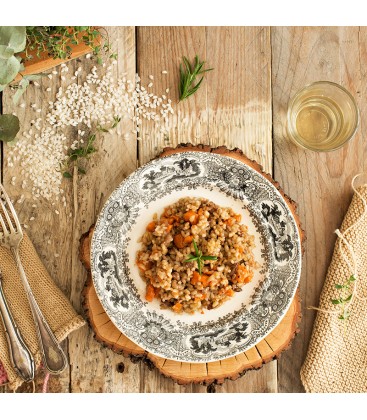 Arroz integral con daditos de calabaza, nueces y pasas
