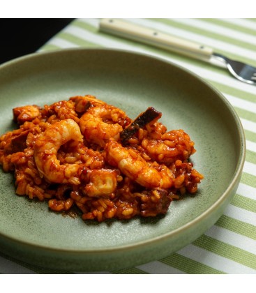 Arroz meloso con pulpo y langostinos