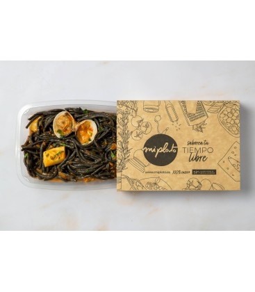 Espaguetis de sepia con frutos del mar