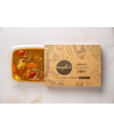 Lentejas con verduras salteadas