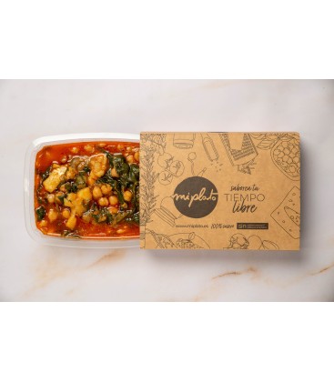 Garbanzos con bacalao y espinacas