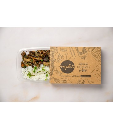 Salteado de setas al romero con arroz