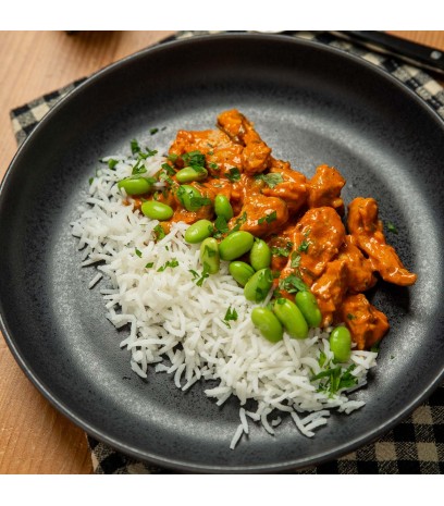 Pavo tikka masala con arroz