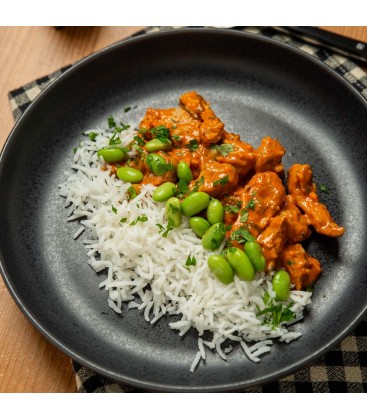 Pavo tikka masala con arroz