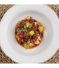 Asadillo de pimientos asados con bacalao y mango