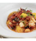 Asadillo de pimientos asados con bacalao y mango